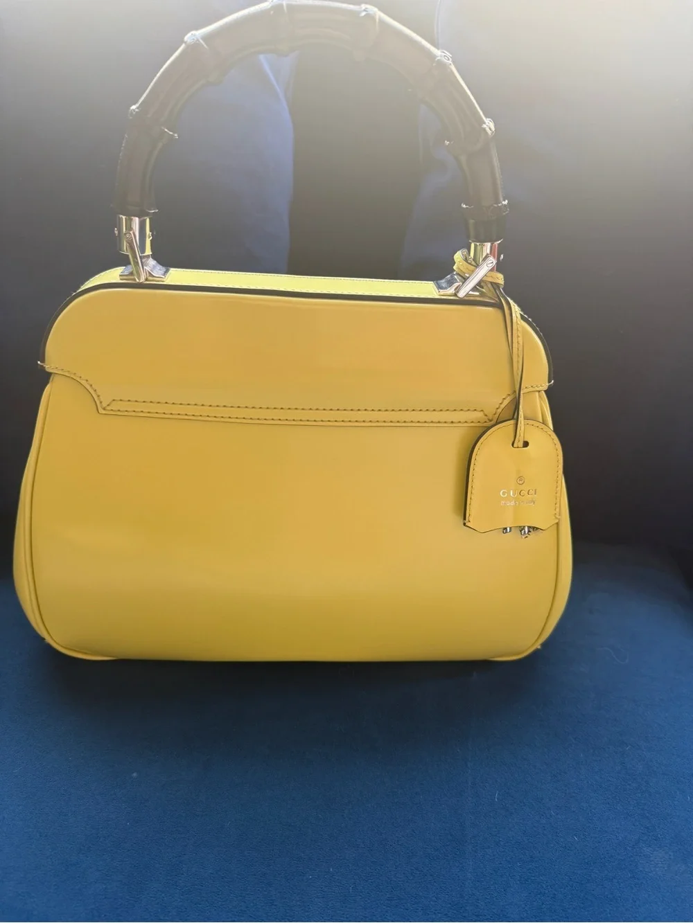 Authentic Gucci Yellow Lady Lock Bamboo-Handle Purse, excellent condition